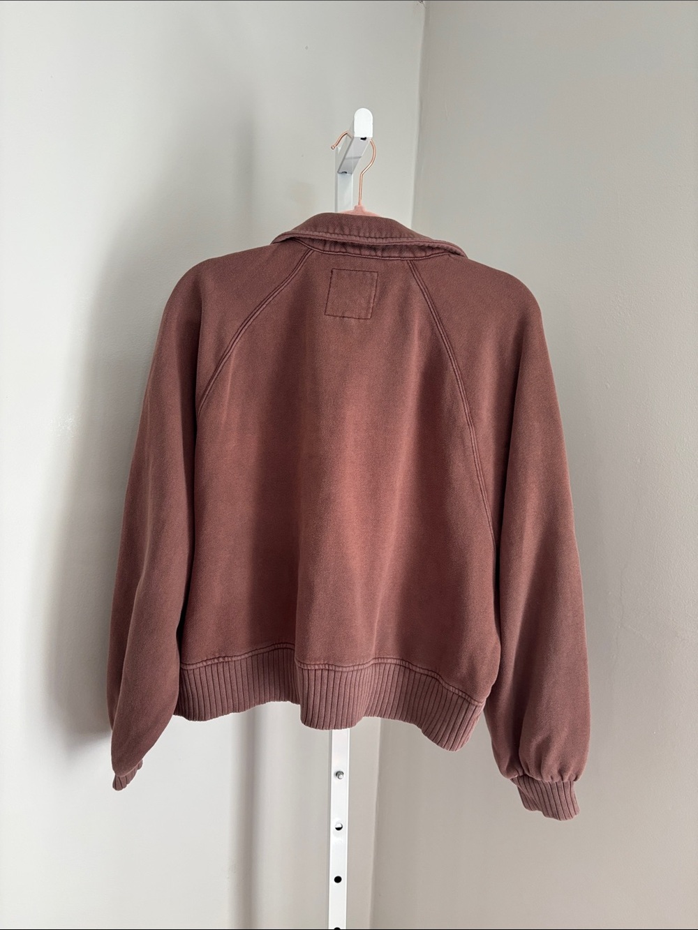 Aeri Quarter Snap Pullover Cropped Sweatshirt Size Large Mocha Brown Preppy Cozy - Picture 3 of 5